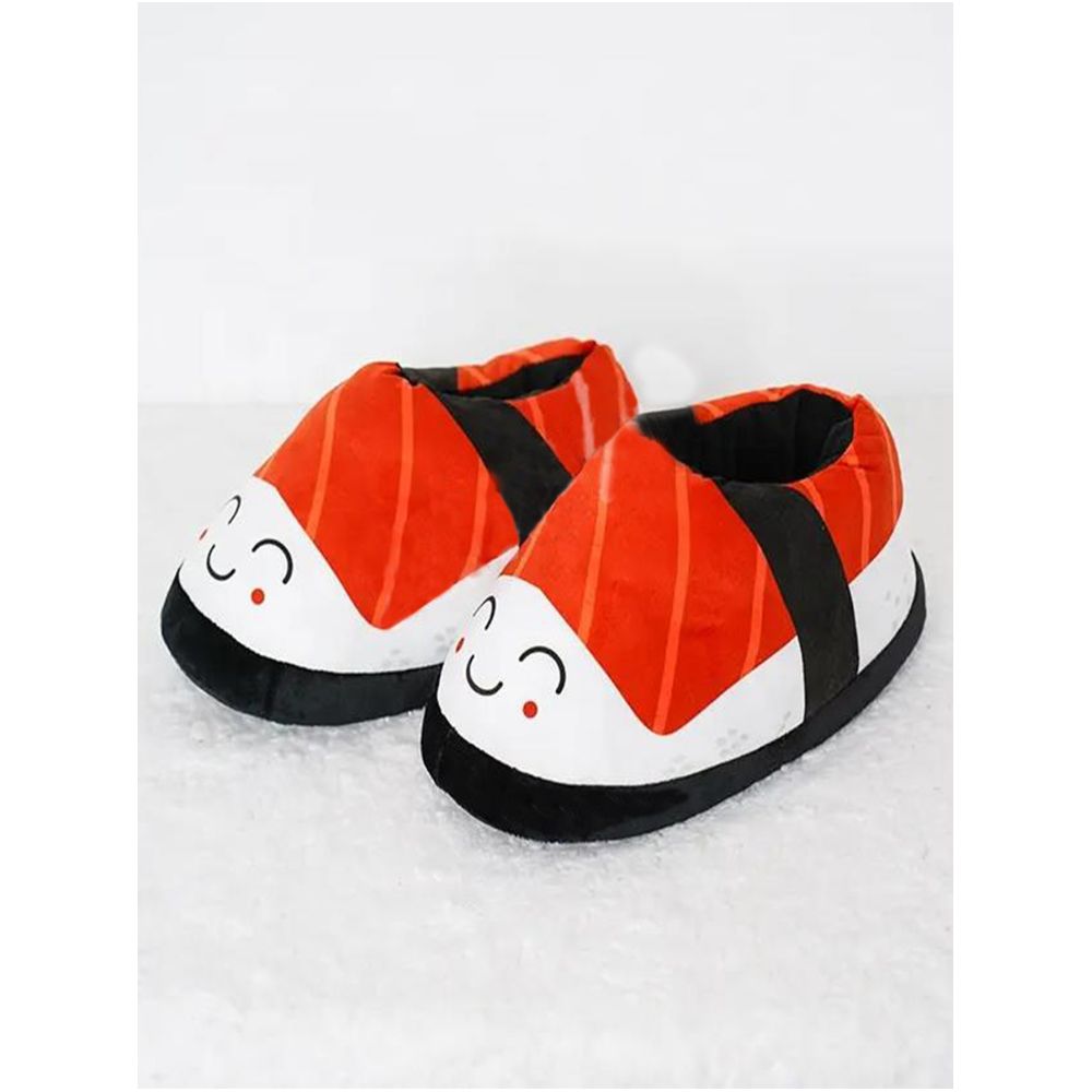 Cute sushi donut cotton slippers warm winter full coverage plush slippers for men women and couples home cotton shoes image 1