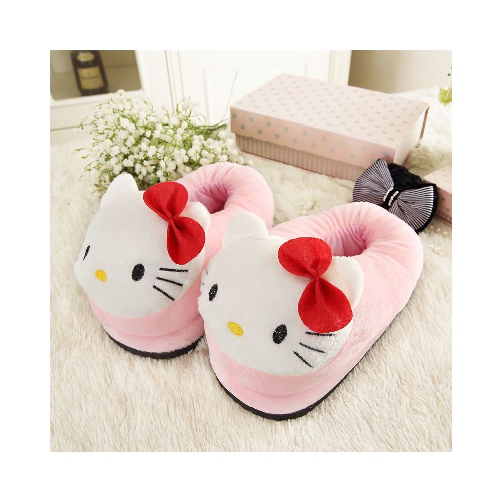 Cute cartoon Hello Kitty cotton slippers multiple styles winter warm fully enclosed plush slippers for men women and couples home cotton slippers image 0