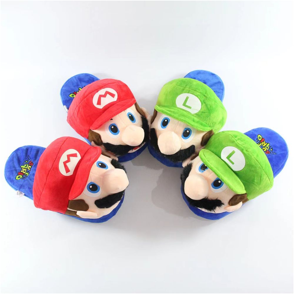 Cute Cartoon New Mario Winter Cotton Slippers Couple Home Creative Covered Heel Warm Thick Sole Cotton Slippers image 3