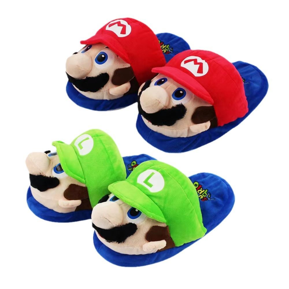 Cute Cartoon New Mario Winter Cotton Slippers Couple Home Creative Covered Heel Warm Thick Sole Cotton Slippers image 4