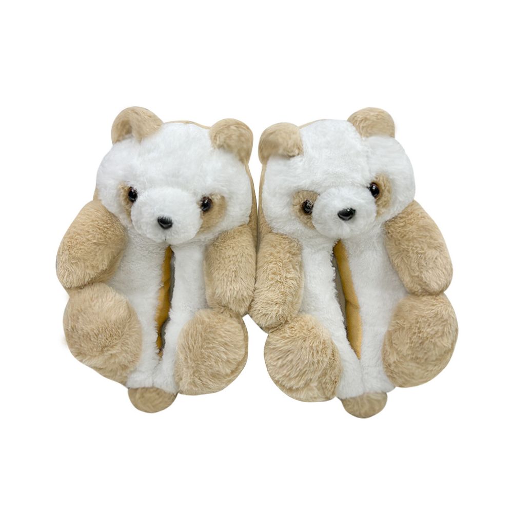Cartoon Soft Teddy Bear Cotton Slippers Autumn and Winter Warm Fleece Lined Thick Fully Enclosed Plush Couple Home Cotton Slippers image 18