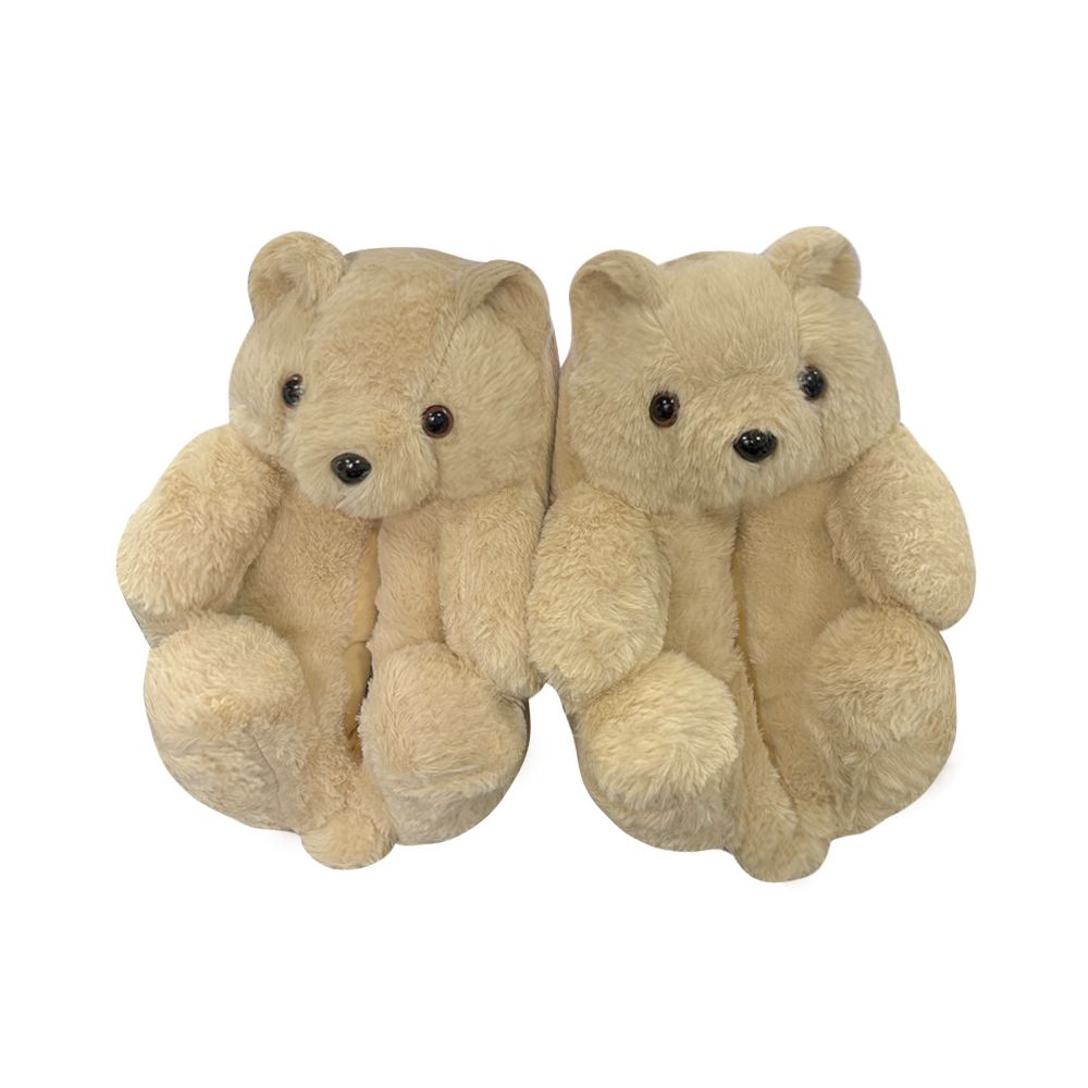 Cartoon Soft Teddy Bear Cotton Slippers Autumn and Winter Warm Fleece Lined Thick Fully Enclosed Plush Couple Home Cotton Slippers image 25