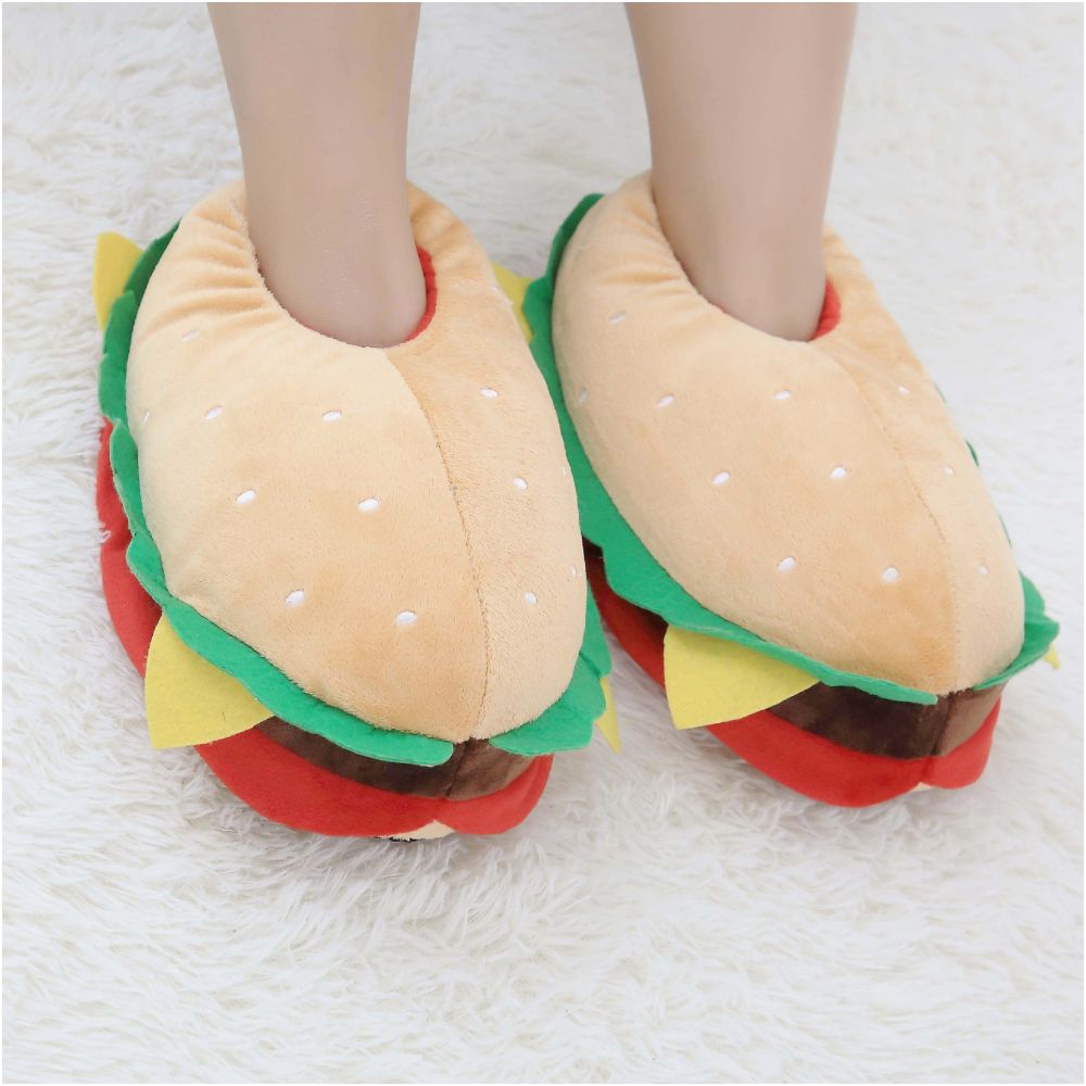 Cotton slippers couple s hamburger style warm shoes home indoor shoes toy cartoon sock shoes household shoes postpartum shoes soft soles image 1