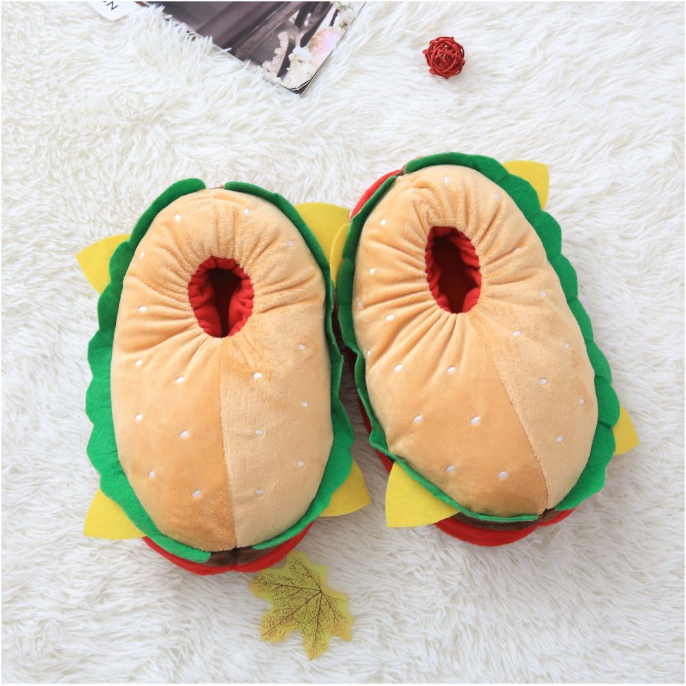 Cotton slippers couple s hamburger style warm shoes home indoor shoes toy cartoon sock shoes household shoes postpartum shoes soft soles image 5