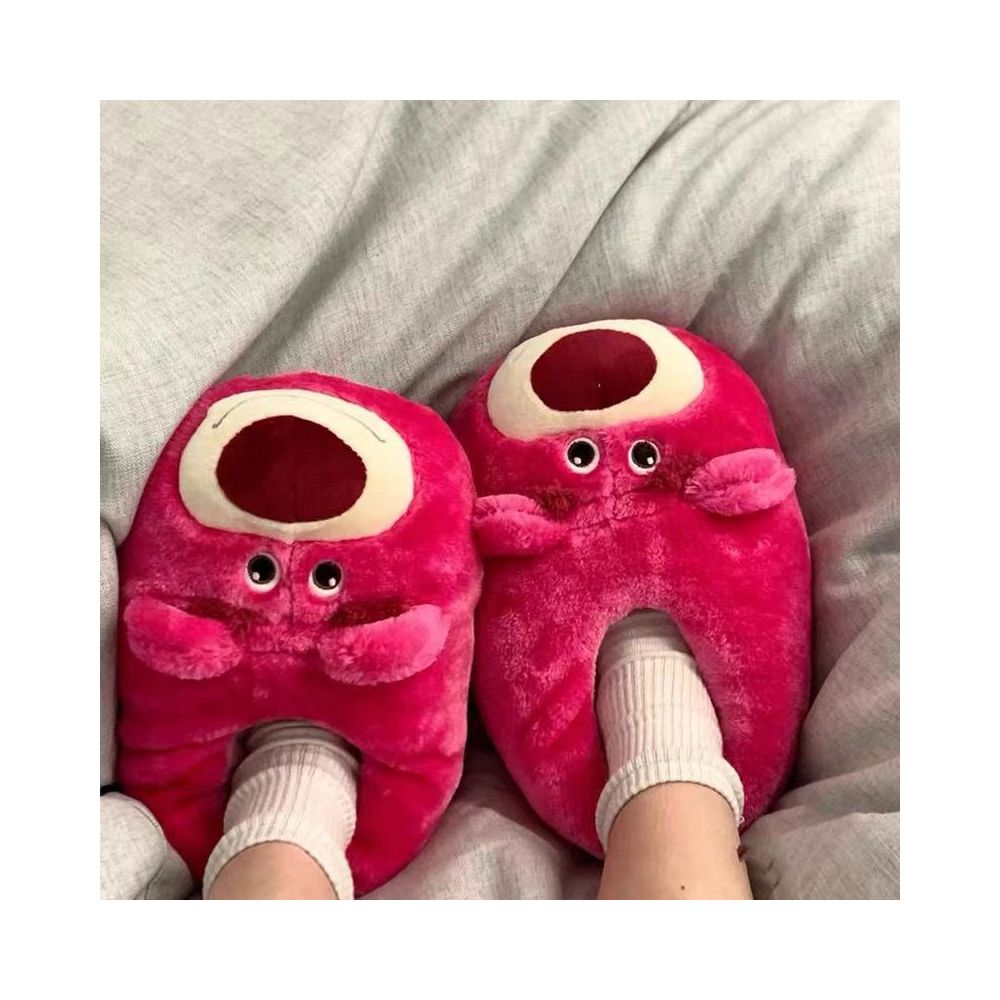 Cartoon Strawberry Bear Cotton Slippers for Women Warm for Spring Autumn and Winter Home Indoor Floor Soft Sole Warm Shoes Bread Shoes image 1