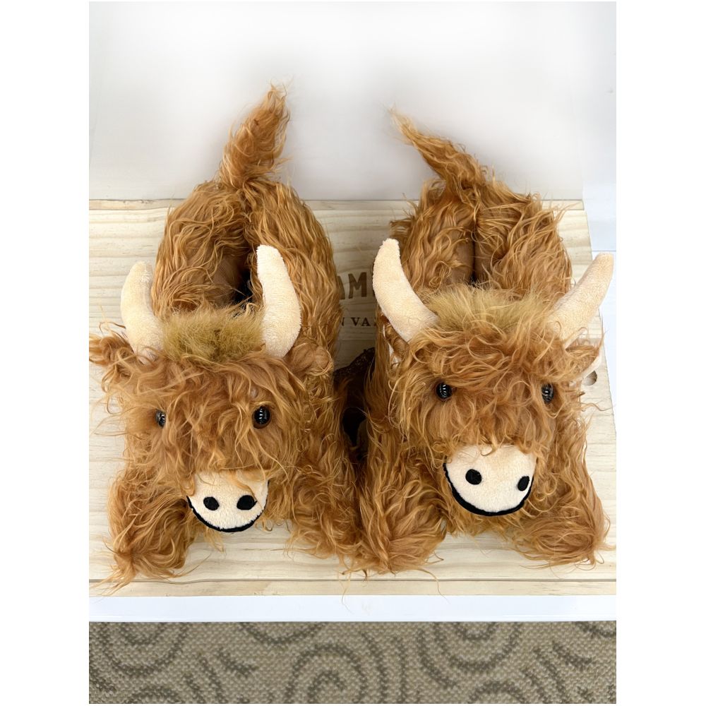 Adorable Highland Cow Slippers Scottish Yak Amazonian Yak Cotton Slippers In Stock image 1