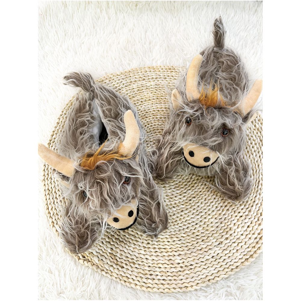 Adorable Highland Cow Slippers Scottish Yak Amazonian Yak Cotton Slippers In Stock image 9