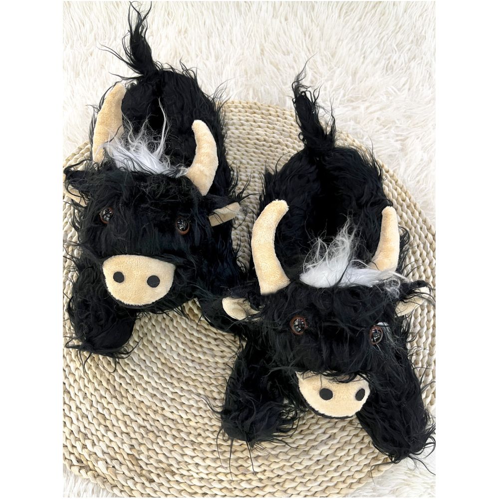 Adorable Highland Cow Slippers Scottish Yak Amazonian Yak Cotton Slippers In Stock image 12